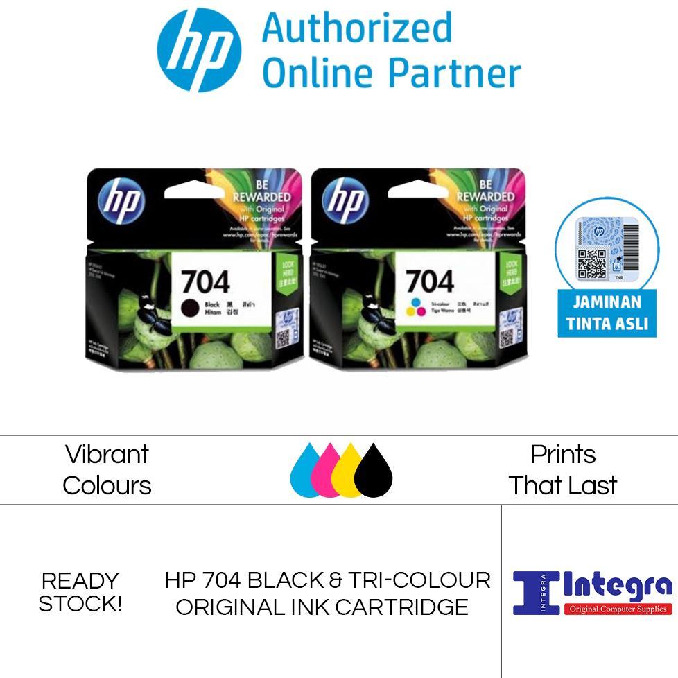 Tinta HP 704 Set (Black & Colour) Original Cartridge For Printer HP Deskjet 2010 2060 Printer