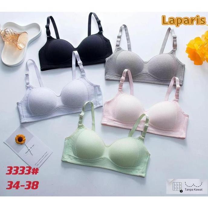 (3PCS) Push Up Bra VIRAL BH LA PARIS Cup A Busa Tipis Tanpa Kawat Style Pakaian Dalam Wanita Katun N