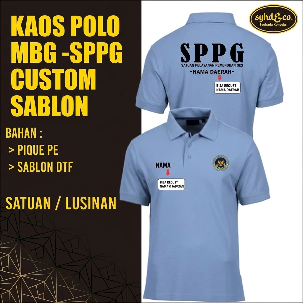 Kaos Polo Seragam SPPG - MBG | Kaos kerah - Custom Sablon