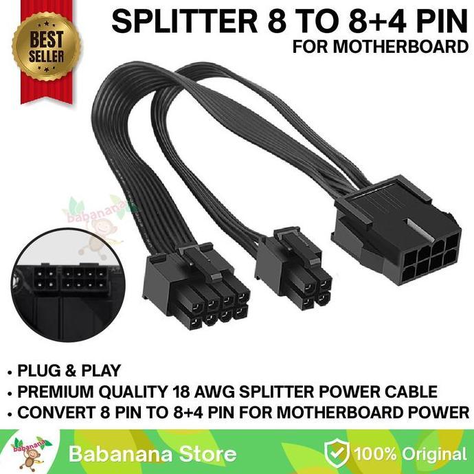 Kabel splitter 8 pin mobo cpu to 8+4pin cabang power motherboard