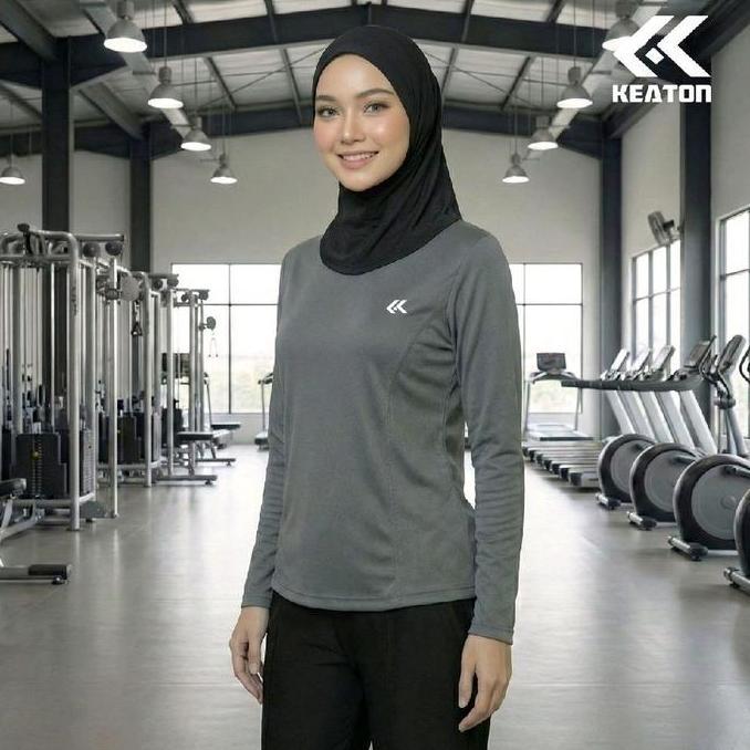 [ Fla ] Jersey Olahraga Wanita Hijab Kaos Running Wanita Muslimah Baju Badminton Wanita Lengan Panja