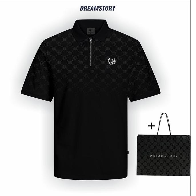 Gavinshop.id - Polo Shirt DreamStory Domino Zipper Cotton Pique High Quality