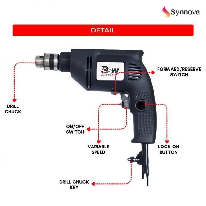 Sale Mesin Bor Listrik 10Mm 350W Putaran 2 Arah Impact Drill Mesin Bor Tangan Portable  Bor Listrik 