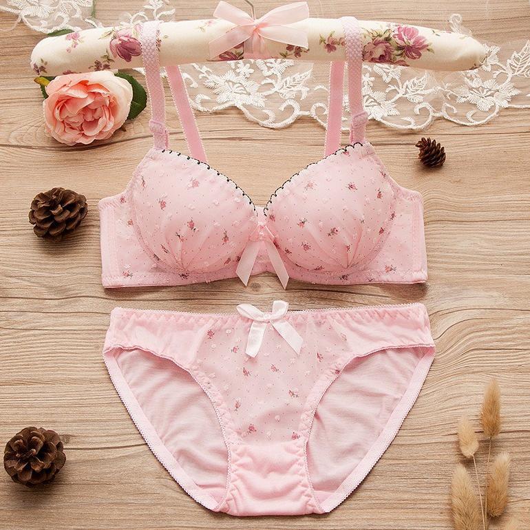 FAST DELIVERY TERMURAH SET BRA / BH CEWEK WANITA BAHAN IMPORT KOREA SEKSI KR015 PREMIUM MOTIF BUNGA