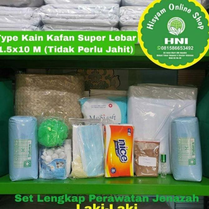Set Lengkap Pengurusan Jenazah | Kain Kafan Siap Pakai untuk Laki-Laki