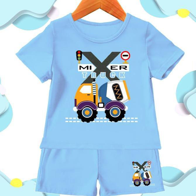 Baju Setelan Anak Laki-laki Mobil Truck / Baju anak laki-laki