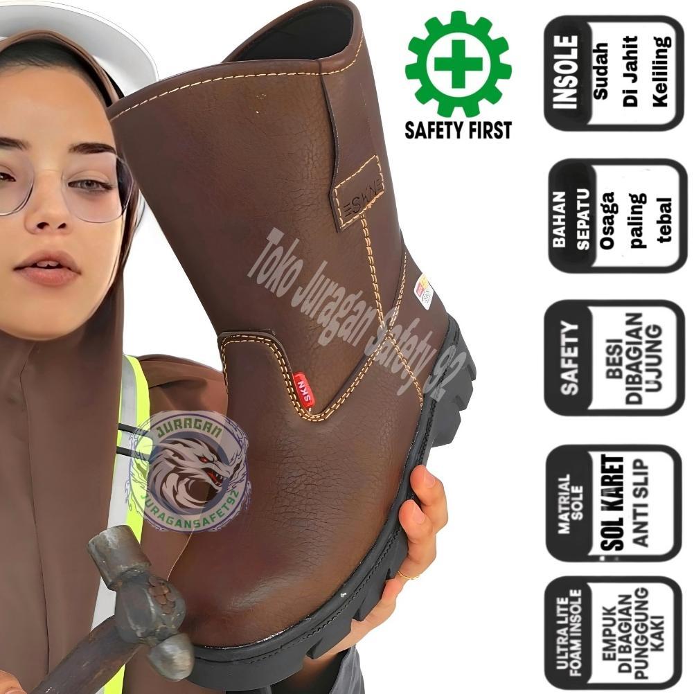 PROMO TERBARU Sepatu Safety king Boots Ujung Besi Kulit Skn Shoes Proyek Tol Pabrik Tambang Boot Mir