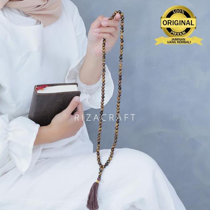 Tasbih Aesthetic 99 Butir Kristal Batu Alam Macan Tiger Eye ASLI 99 Butir