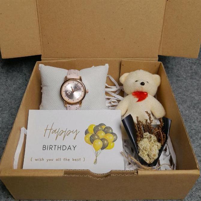 (PAKET)HAMPERS/KADO gift box jam tangan  wanita/paket hemat Coklat Hitam Pink kado untuk cewek