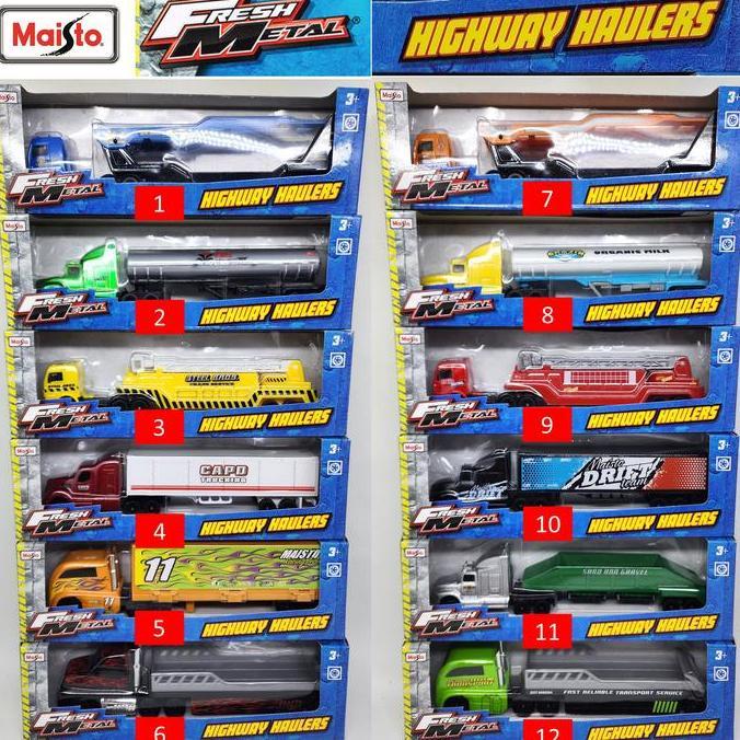 Diecast Miniatur Truk Fresh Metal Highway Haulers Maisto 1:87
