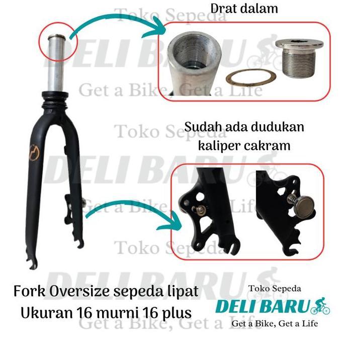Fork 16 alloy Oversize model drat dalam Garpu folding bike 16 murni 16 plus sepeda lipat