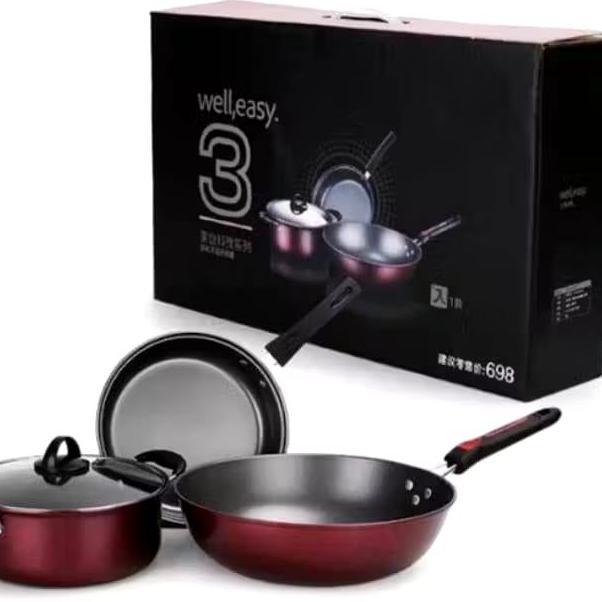 Panci Set Teflon Penggorengan Serbaguna 3 In 1