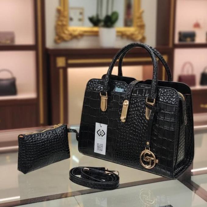 Handbag Minimalis Tas Gunje Original Tas Pesta Mewah Asni Croco 1306