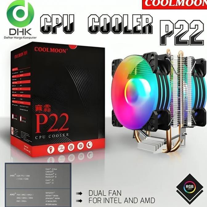 CPU FAN COOLER COOLMOON P22 LED RGB FOR INTEL DAN AMD