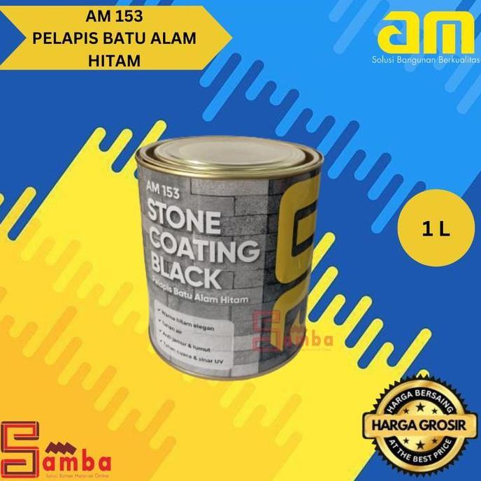 Pageup- Am 153 Black Glossy Stone Coating  Cat Pelapis Batu Alam Warna Hitam Mengkilap 1 Liter