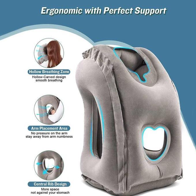 HARGA GROSIR - Bantal Angin Tiup Smart Travel Pillow Bantal Tidur Meja Kerja Bantal Kepala Travel Ba