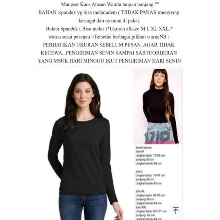 Limited Manset Lengan Panjang Wanita Kerah Oblong / Manset Dalaman Wanita Bahan Kaos/ Manset Kaos