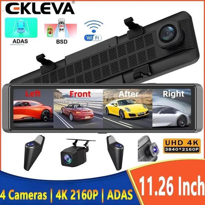 ZYL Dashcam Mobil 4 Kamera 11.26 Inci 4K UHD Layar Sentuh DVR Mobil ADAS BSD Support Android IOS