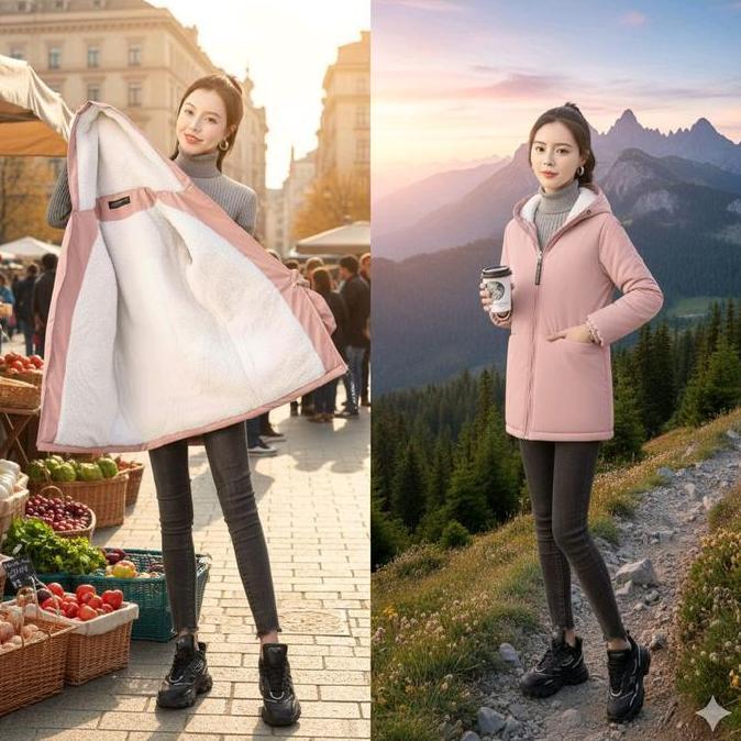 Jaket Musim Dingin Wanita Jepang High Quality Ultra Light Thermal Tech Bulu Halus Hoodie Ukuran Keci