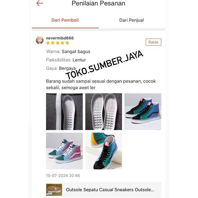 BIOTECHBOX OUTSOLE SEPATU CASUAL SNEAKERS OUTSOLE ALAS BAWAH VANS KETS TPR DAN KARET CLASSIC 8 SIZE 