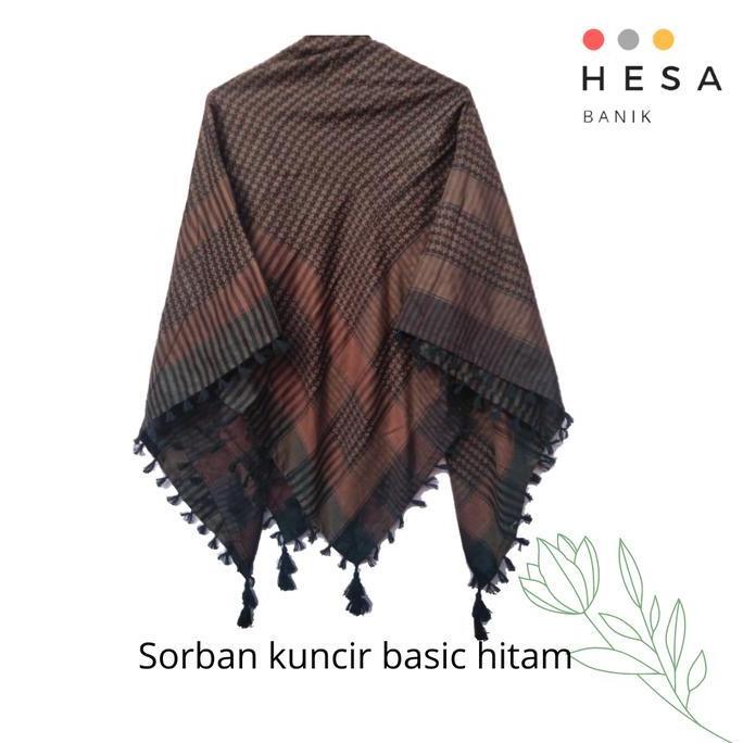 Rotazione- Sorban Kuncir Basic Hitam / Sorban Motif / Kerudung Sorban / Sorban Arab / Sorban Pria