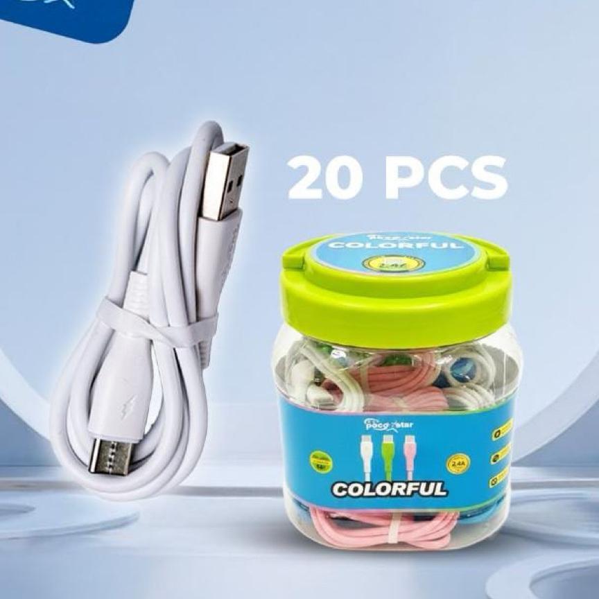 Pocostar Kabel Toples Isi 20 Pcs 2.4A Colourfull Strong Bold Cord