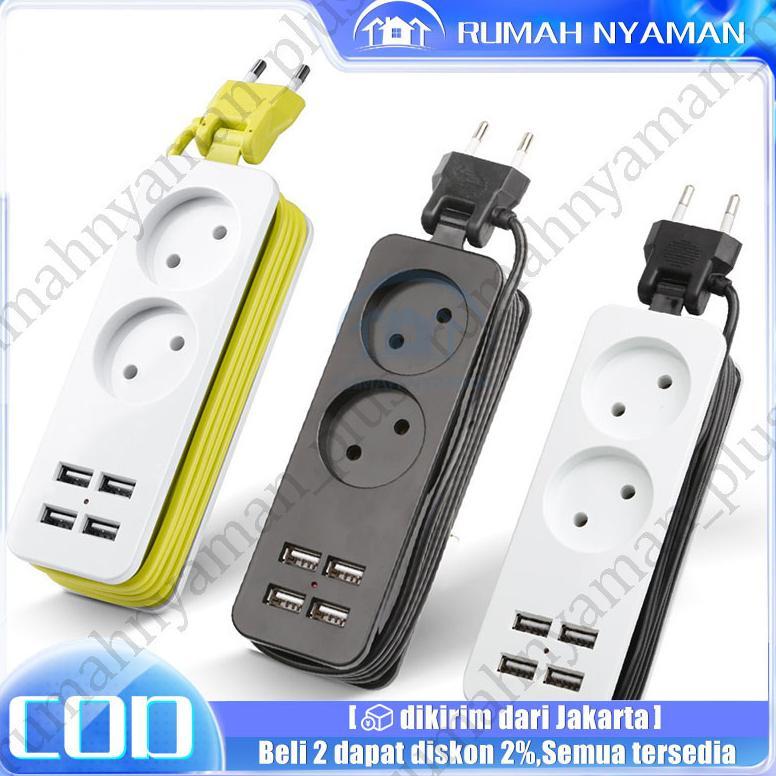 Colokan Listrik 2 Slot Stop Kontak Traveling Stop Kontak Usb 4 Port Stop Kontak Usb Charger