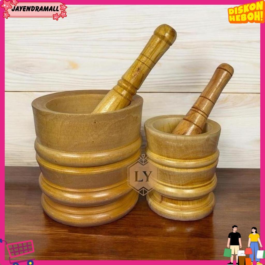 Lumpang Kayu / Lesung Kayu Alat Tumbuk Bumbu. Kayu Mahoni. Besar Dan Kecil  Discount