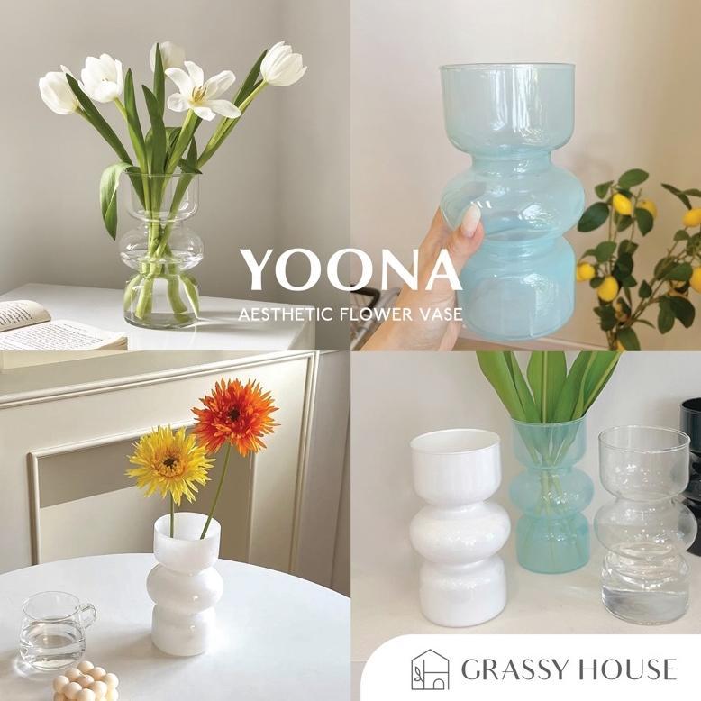 [GRASSY] YOONA Vas Bunga Korea Transparan/ Glass Bottle Aesthetic Flower Vase/ Korean Vase