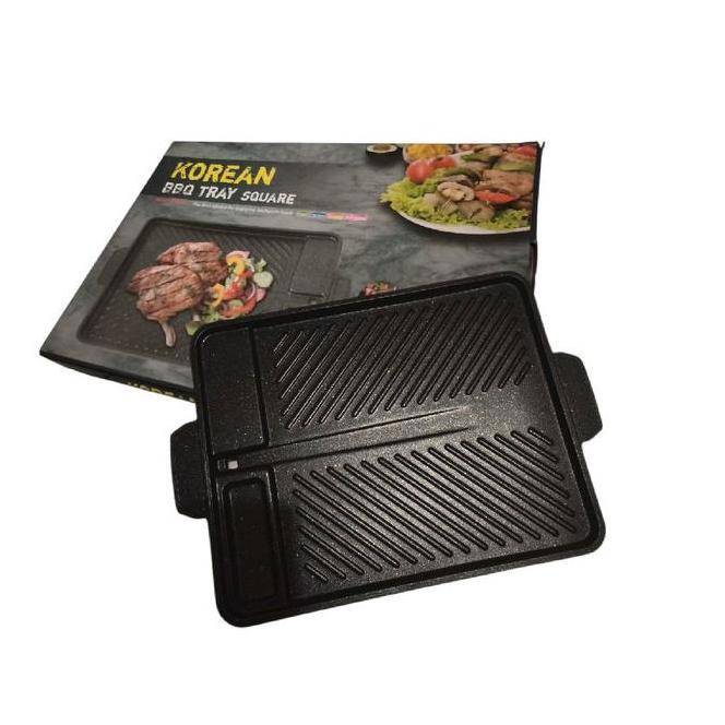Panggangan Kotak Grillpan Yakiniku Teflon Marble Anti Lengket 37X26X3.5 Cm Cocok Untuk Bbq Memasak B