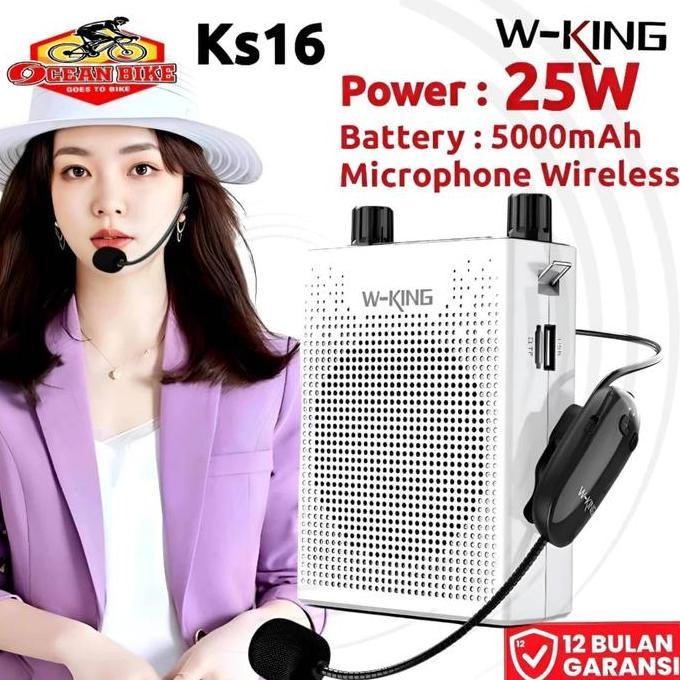 Krisna_satu7 - WKING Speaker Pinggang Tour Guide Mic Karaoke W-King KS16 Bluetooth