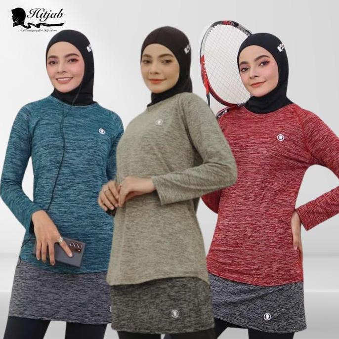 Baju Olahraga Wanita Tangan Panjang Sport Lari Jogging Yoga Fitness Sepeda Wanita Muslim Sporty