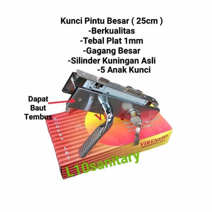 VIRENZZO BESAR Kunci Pintu / Handle Pintu BESAR 25cm Set Komplit VIRENZZO Seri 8