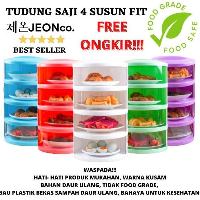 [COD] rak Tudung Saji FIT 4 Susun TANPA RING Lebih Tebal FOOD GRADE Cover Tempat Penyimpanan Makanan