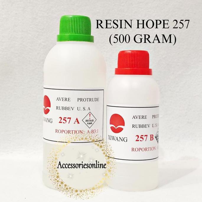 Resin Hope 257 (500gram) Keras dengan Katalis 1 SET Botol Putih BISA GRAB