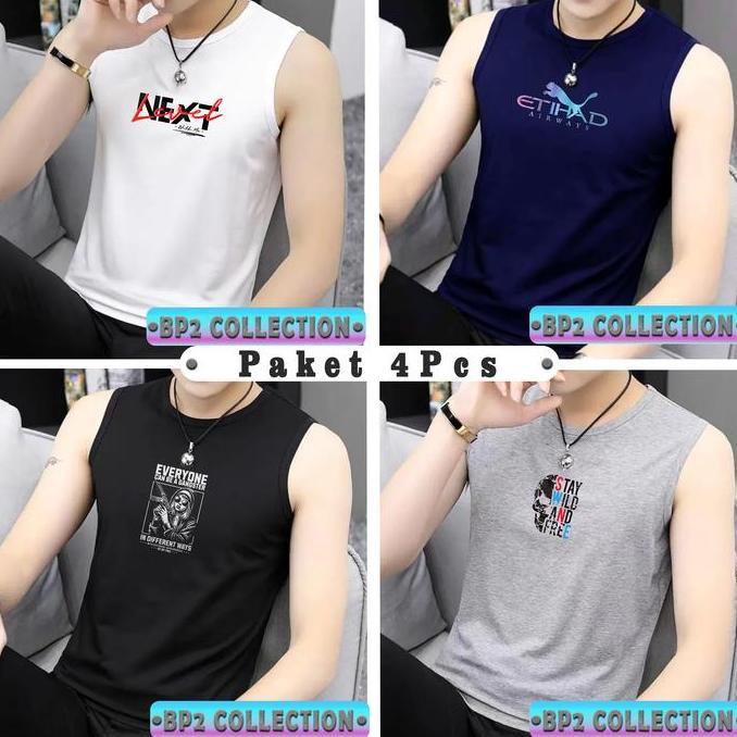 NEW SINGLET MOTIF 4 PCS 55K PRIA DISTRO / KAOS SINGLET PRIA DEWASA / BAJU KAOS SINGLET PRIA / SINGLE
