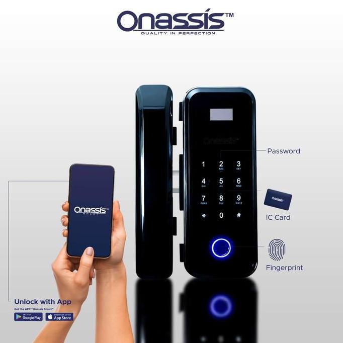 Agataforlads - Onassis Smart Lock D81 Pro Smart Lock Untuk Pintu Kaca Dengan Kunci Manual & Fingerpr