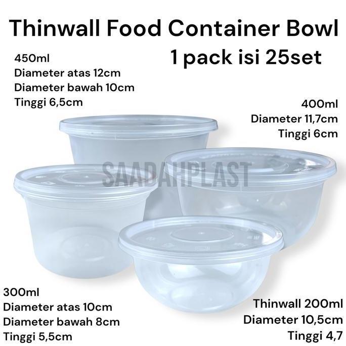 Posto- (Isi 25) Thinwall Bulat 200Ml 300Ml 400Ml 450Ml / Mangkok Plastik Bowl 200 Ml Tahan Panas Oti
