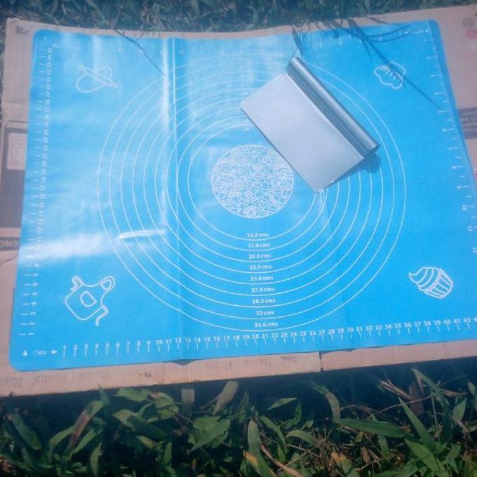Sid- Alas Silikon Satu Set Rollpin Dan Screp/ Satu Set Alat Penggiling Adonan Anti Lengket Dapur Kit