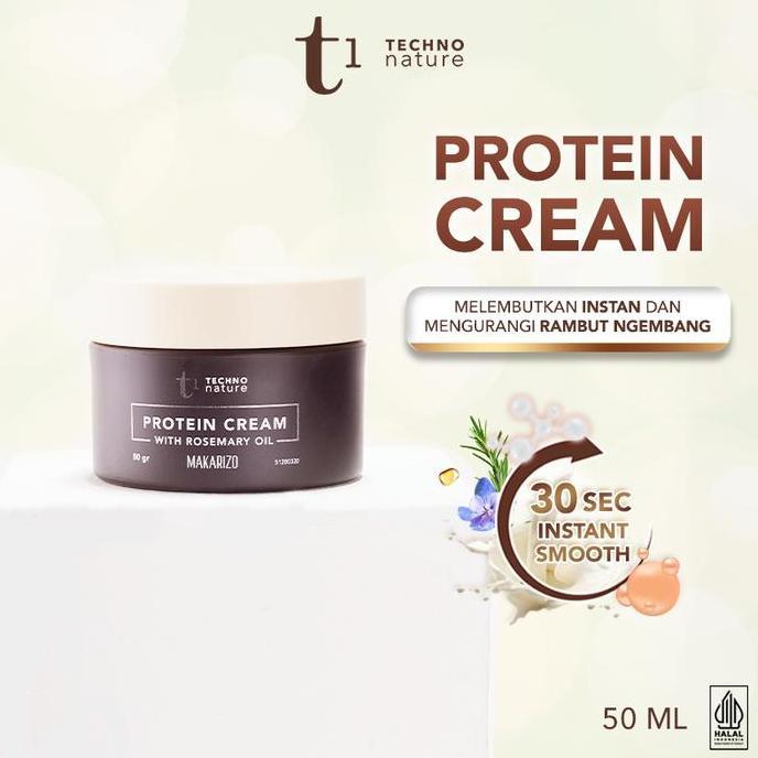 5alambarka - makarizo t1 techno nature protein cream 50ml - moisturizer / vitamin rambut / leave on 