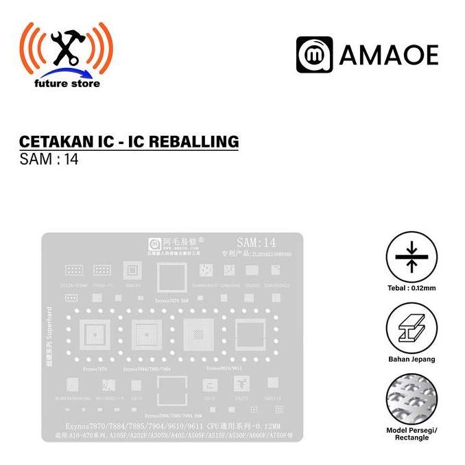 Amaoe SAM 14 Cetakan IC BGA Reballing Stencil For Exynos 7870 7884 7885 7904 9610 9611 CPU A10 A30 A