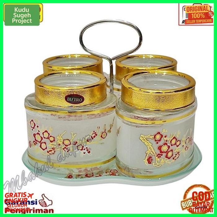 Exclusive Toples Kue Toples Kaca Set Toples Lebaran Set Mewah Bisa Putar Nampan Kaca Bistro 4 Toples