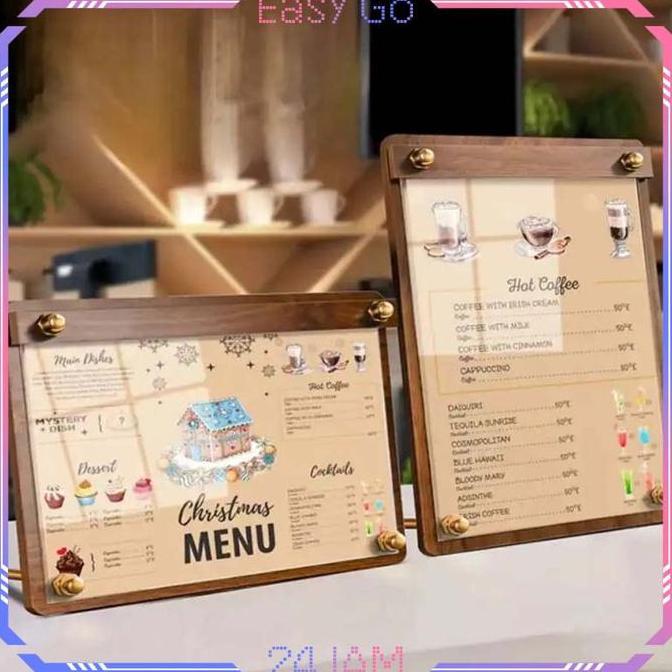 Menu Holder Kayu A4 Stand Menu Display Standing Menu Display Menu Tempat Menu Berdiri Untuk Cafe Rum