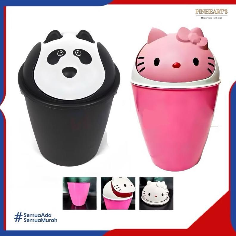 Tempat Sampah Karakter 10 Liter Tong Sampah Plastik Jumbo Hello Kitty & Panda Lucu Dan Unik