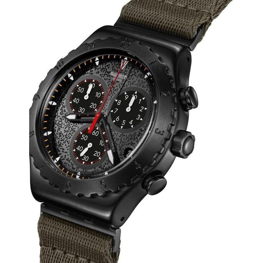 Ready  Swatch Irony Jam Tangan Pria Strap Kanvas YVB416 BY THE BONFIRE Original
