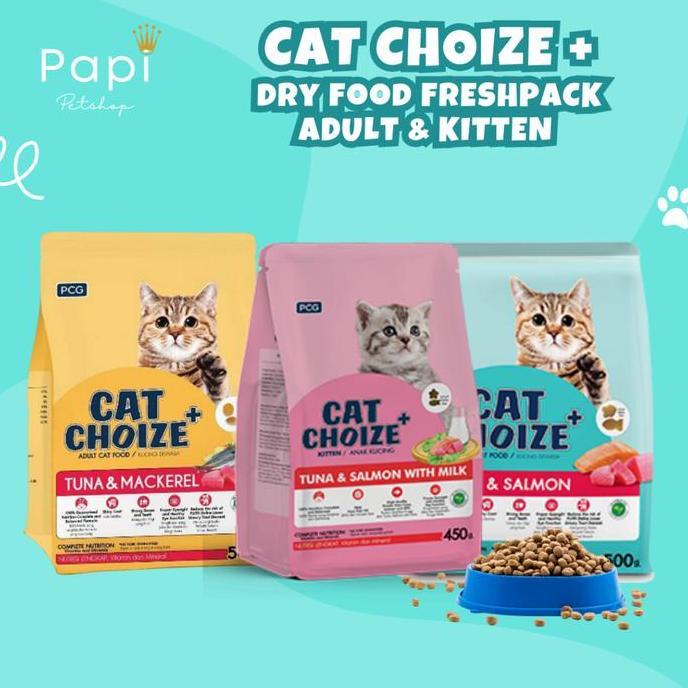 Cat Choize Plus Adult Tuna dan Cat Choize Kitten Tuna & Salmon Kemasan 450 500gr