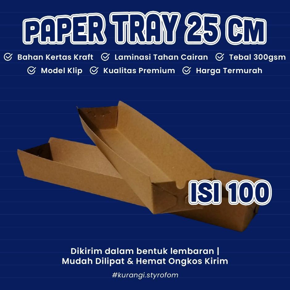 Isi 100 - Wadah Kertas Box Dus Packing Makanan Sosis Sate Kentang Spiral Uk. 25X4X2,5 Bahan Kraft La