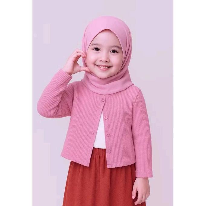 Happykid- Cardigan Anak Perempuan Untuk Umur 4 -12 Tahun// Korean Waflle Rajut