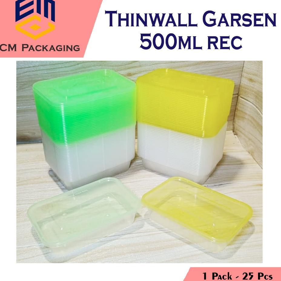 25Pcs Thinwall Garsen Warna 500 Rec | Thinwall Warna 500Ml Rectangle | Kotak Makan Plastik