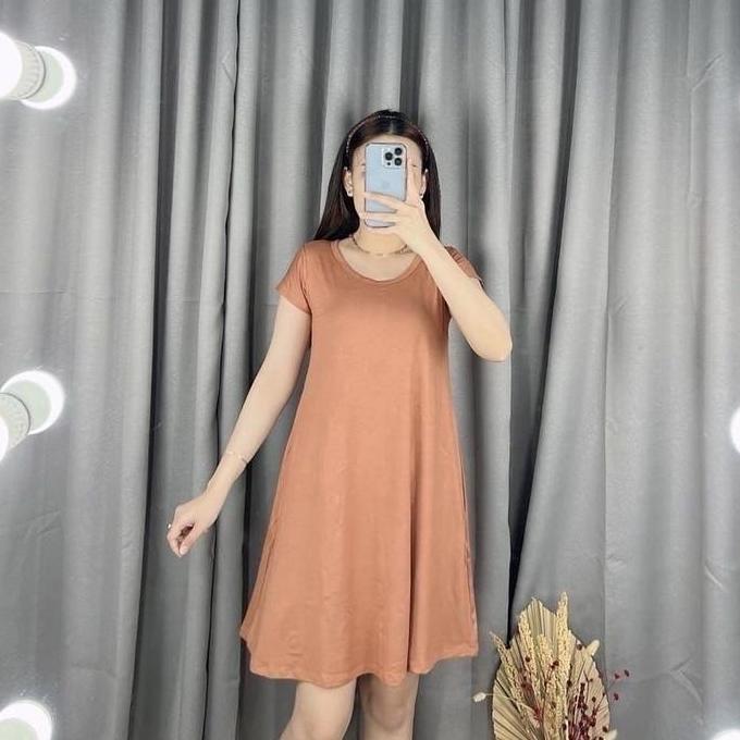 Dress Mola 975 | Swing Dress | Dress Rayon Wanita Lembut Nyaman | Dress Midi Wanita Jumbo Rayon Span